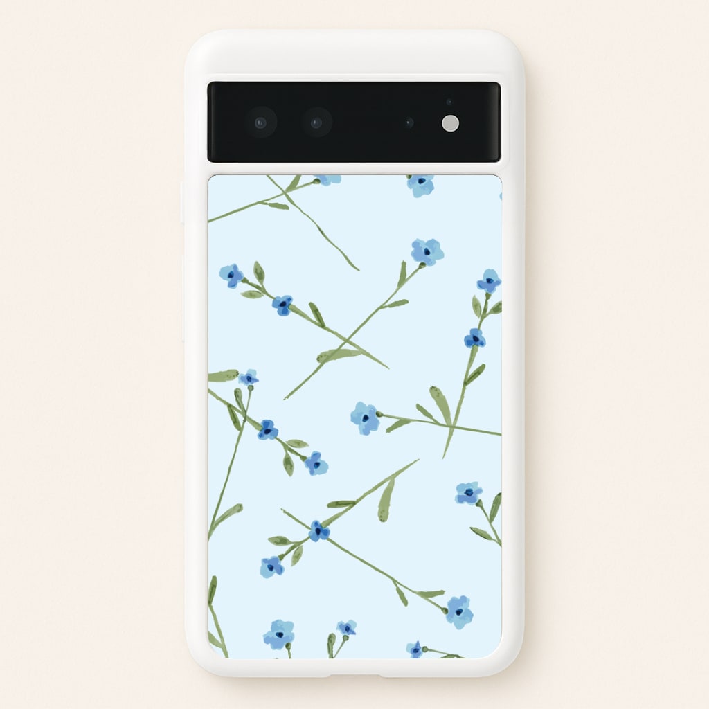 Baby Blue Floral Pattern Google Pixel 6 Case