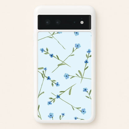 Baby Blue Floral Pattern Google Pixel 6 Case