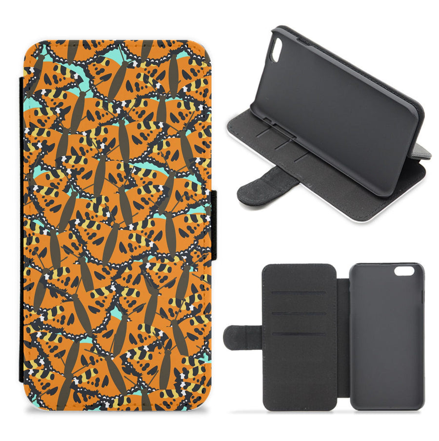 Orange Butterfly - Butterfly Patterns Flip / Wallet Phone Case