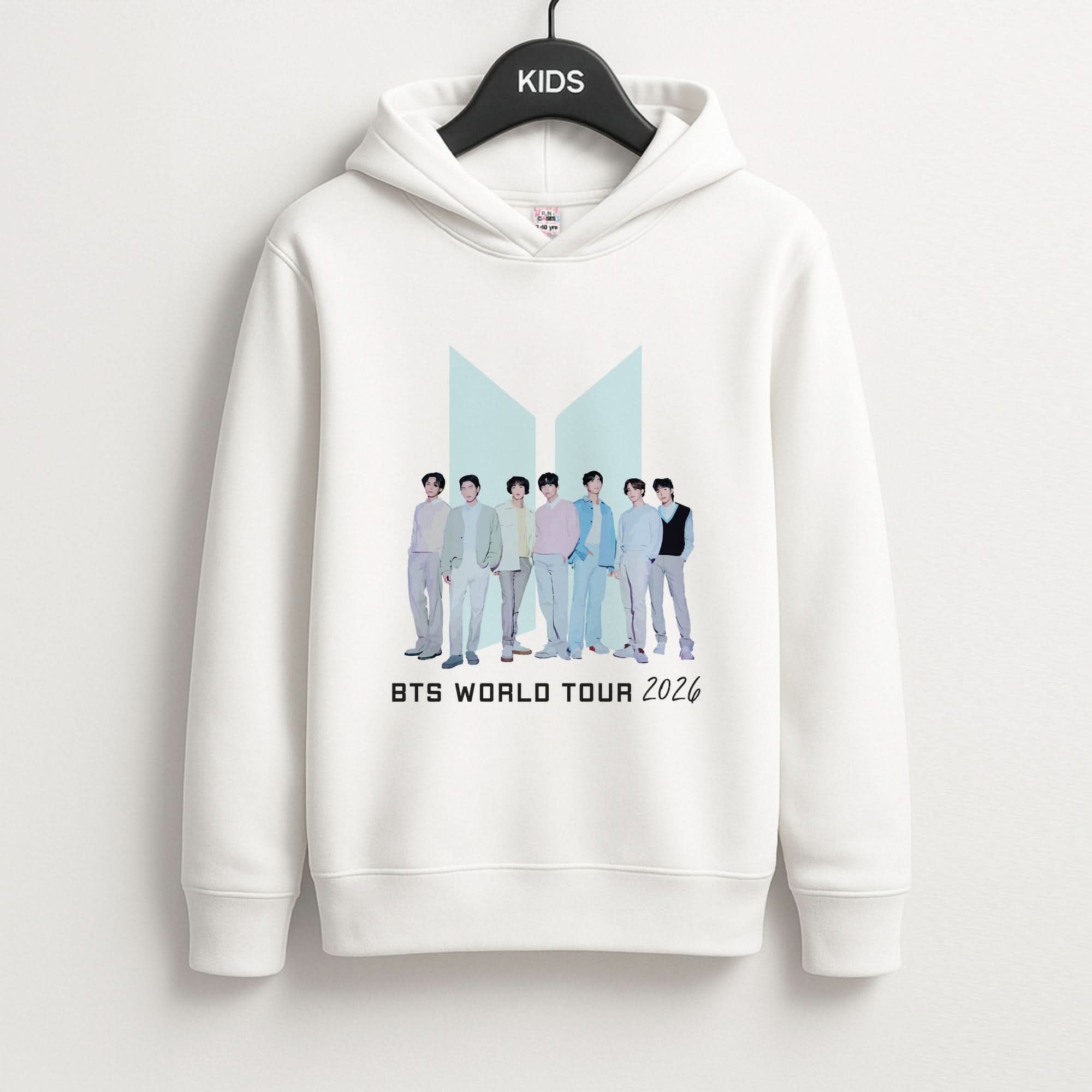 K-Pop Band Tour Pastel Blue Kids Hoodie