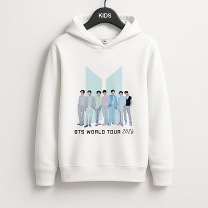 K-Pop Band Tour Pastel Blue Kids Hoodie