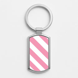 Candy Cane Stripes Silver Metal Keyring