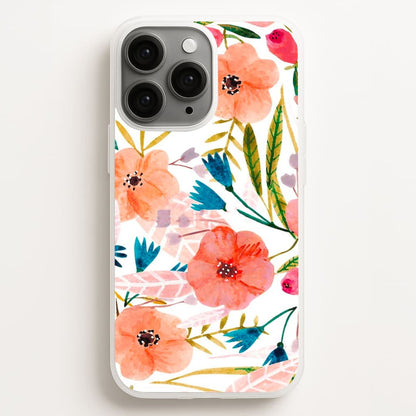 Peach Watercolour Floral Pattern Phone Case for iPhone, Samsung Galaxy and Google Pixel