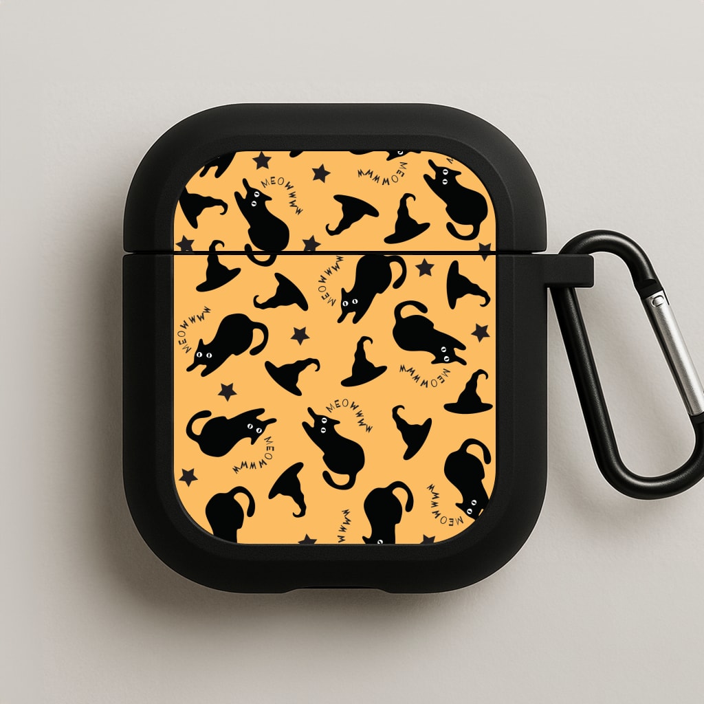 Black Cat And Hats Pattern AirPods Case