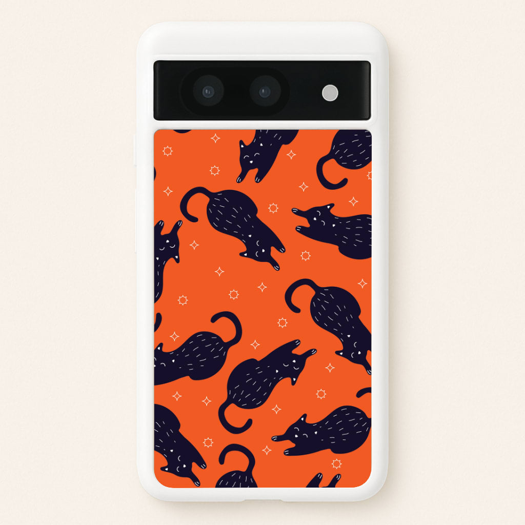 Black Cats And Stars Pattern Google Pixel 8a Case
