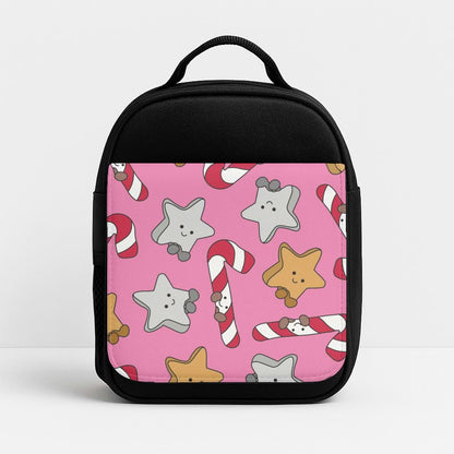 Pink Christmas Plushies Pattern Insulated Lunch Bag