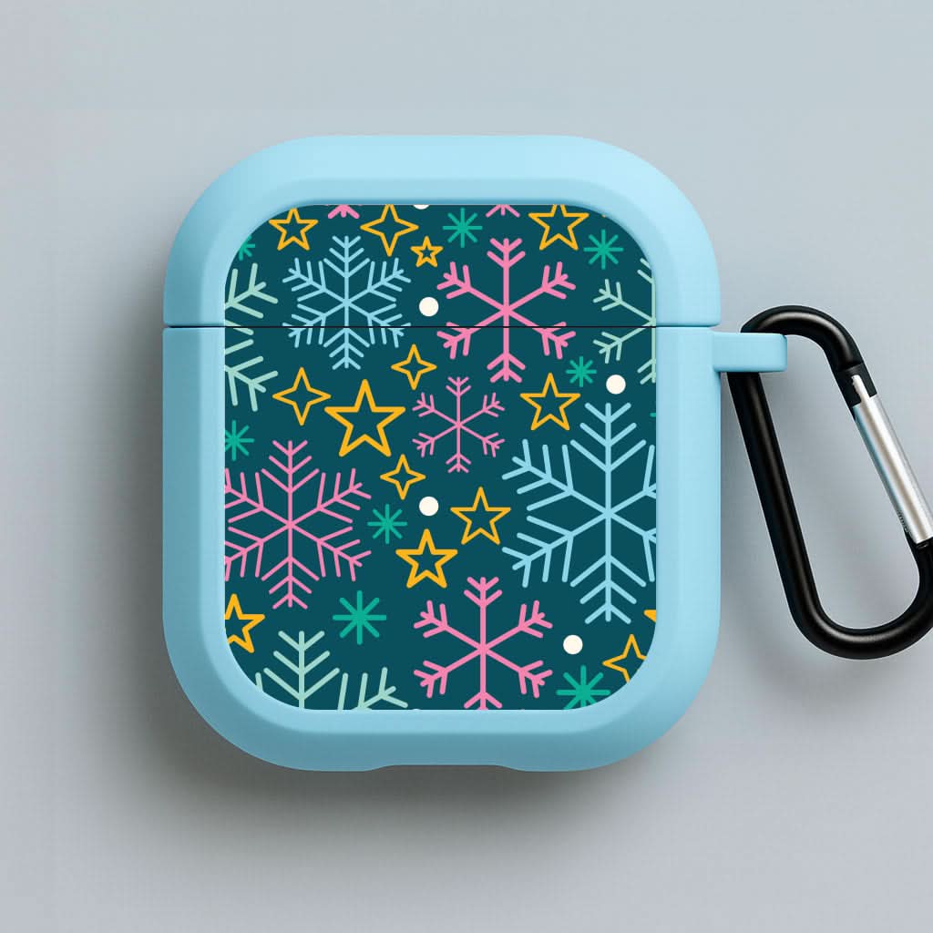 Colourful Christmas Symbols Pattern Blue AirPods Case