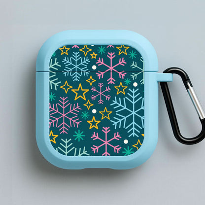 Colourful Christmas Symbols Pattern Blue AirPods Case