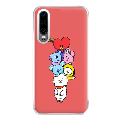 Red BT21 - RJ, Mang, Koya, Chimmy, Cooky, Shooky, Tata - K Pop Phone Case