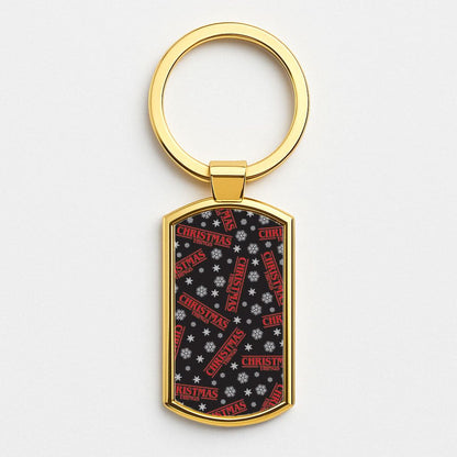 Christmas Things Snowflake Pattern Gold Keyring