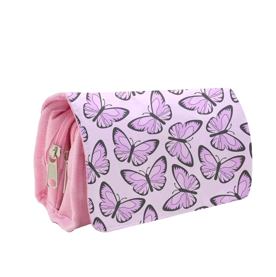 Pink And Black Butterfly - Butterfly Patterns Pencil Case