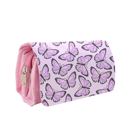 Pink And Black Butterfly - Butterfly Patterns Pencil Case