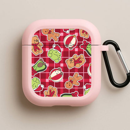 Christmas Plushies Tartan Pattern Pink AirPods Case