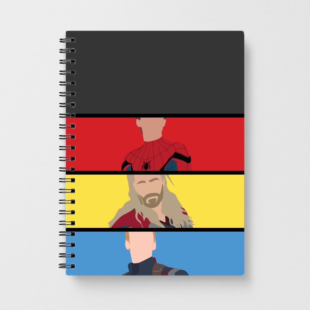 Superhero Team Red, Yellow And Blue Notebook