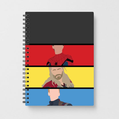 Superhero Team Red, Yellow And Blue Notebook