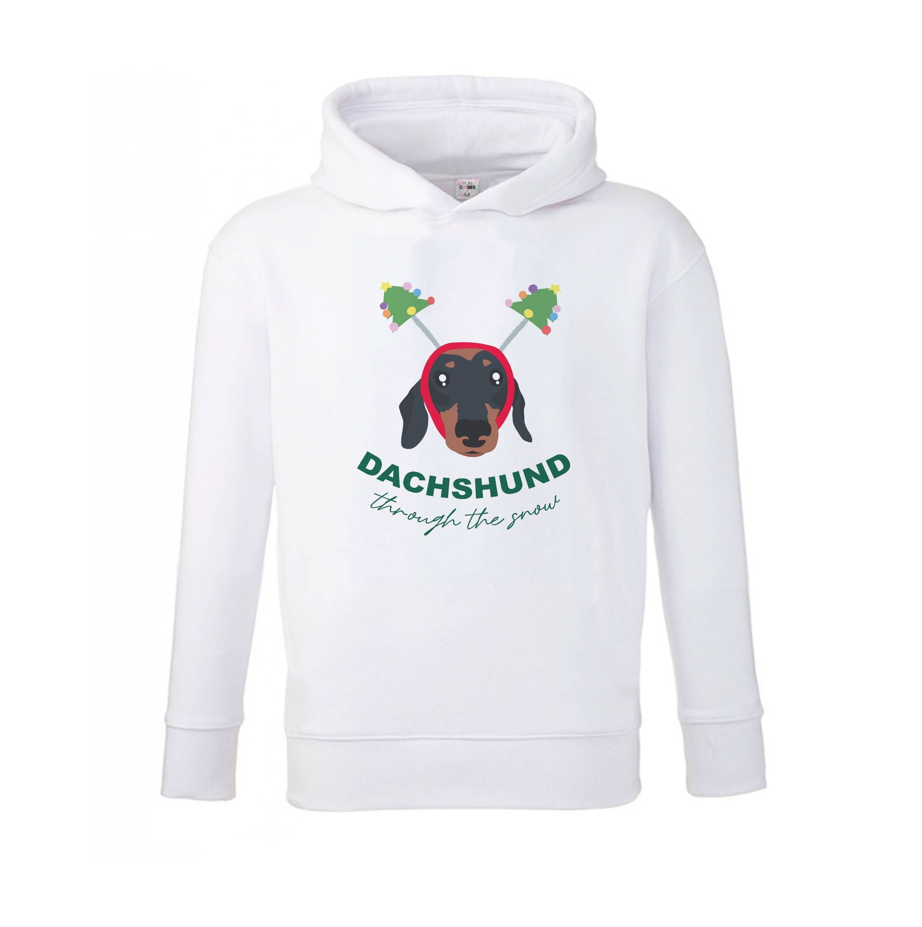 Dachshund Through The Snow Kids Hoodie