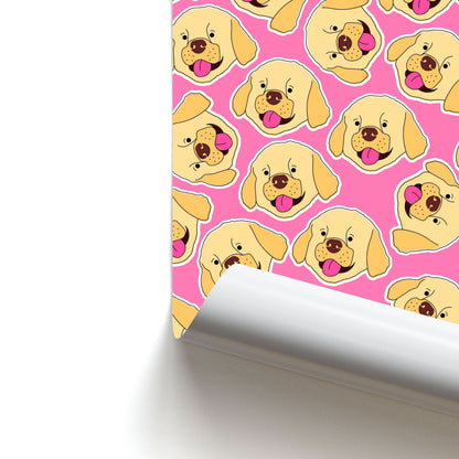 Pink Golden Retriever Sticker Pattern Poster