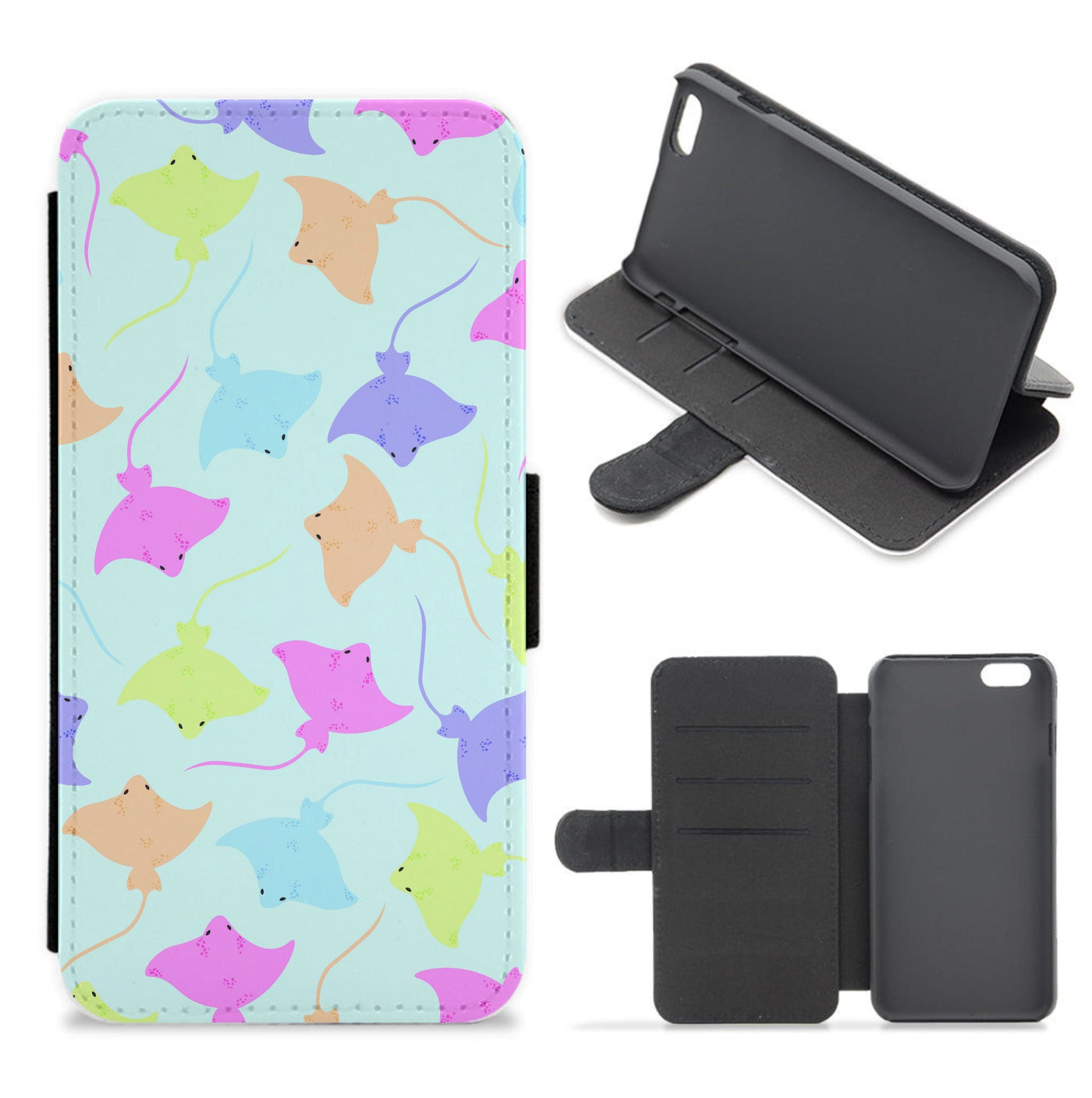 Multi Coloured Sting Ray Pattern - Sealife Flip / Wallet Phone Case