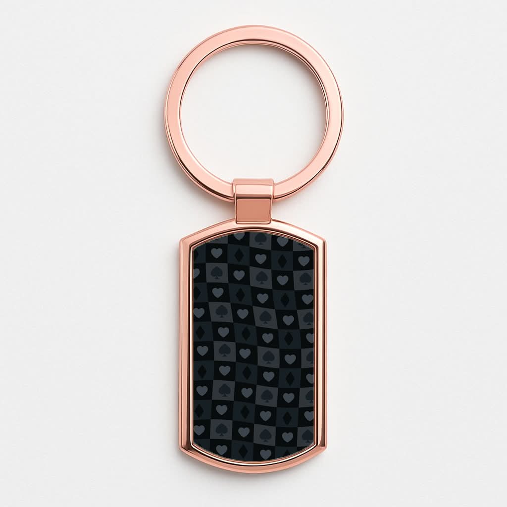 Card Suits Pattern Black Rose Gold Keyring
