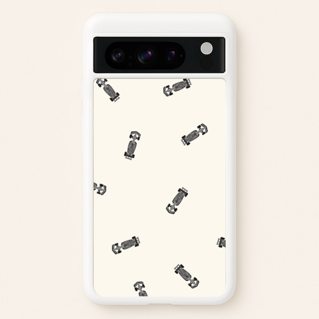 Race Cars Pattern Off White Google Pixel 8 Pro Case