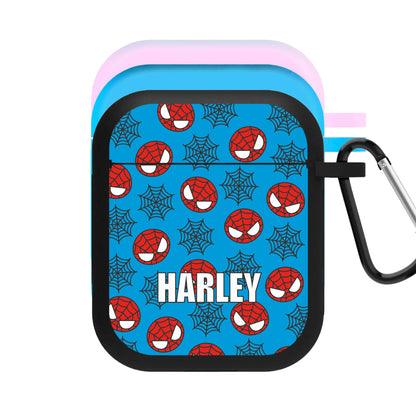 Spiderman And Webs - Personalised Superhero Comic AirPods Case