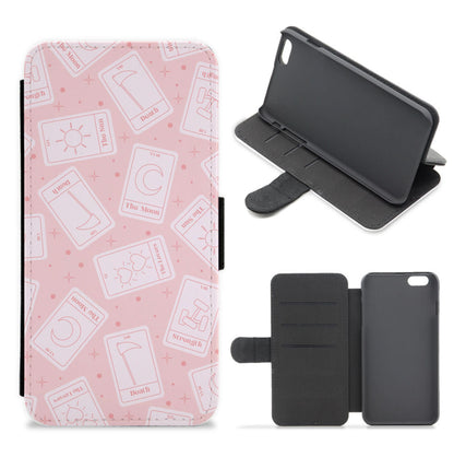 Pastel Pink Tarot Cards Pattern Flip / Wallet Phone Case