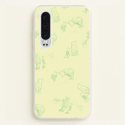 Sketched Winnie Pattern Huawei P30 Case
