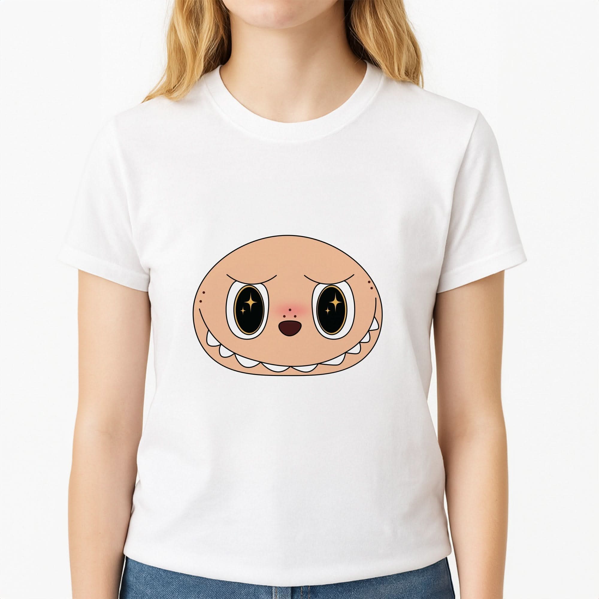 Cute Brown Monster Face Womens T-Shirt