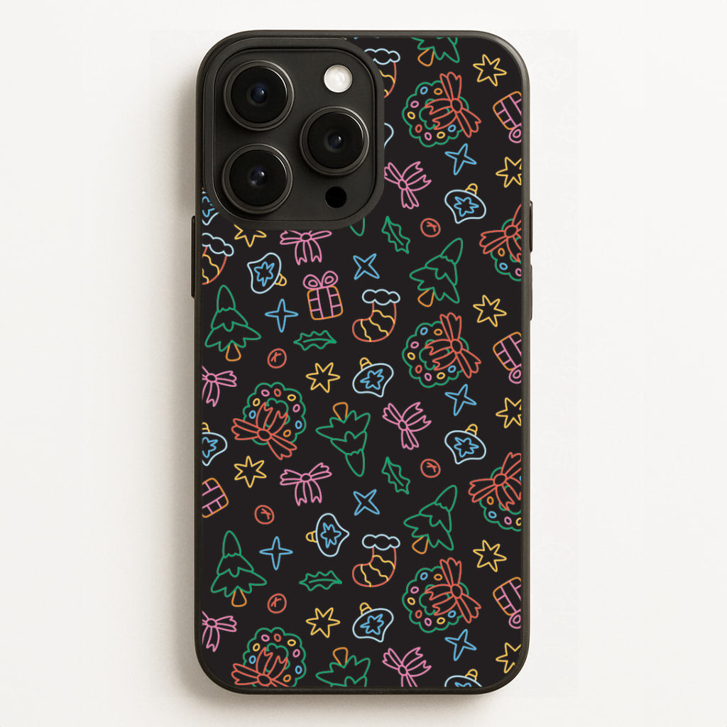 Neon Christmas Icons Pattern I iPhone 12 Pro Max Case