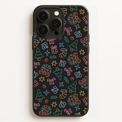 Neon Christmas Icons Pattern I iPhone 12 Pro Max Case