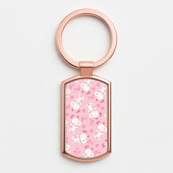 Cartoon Beagle Valentine Hearts Pattern Rose Gold Keyring