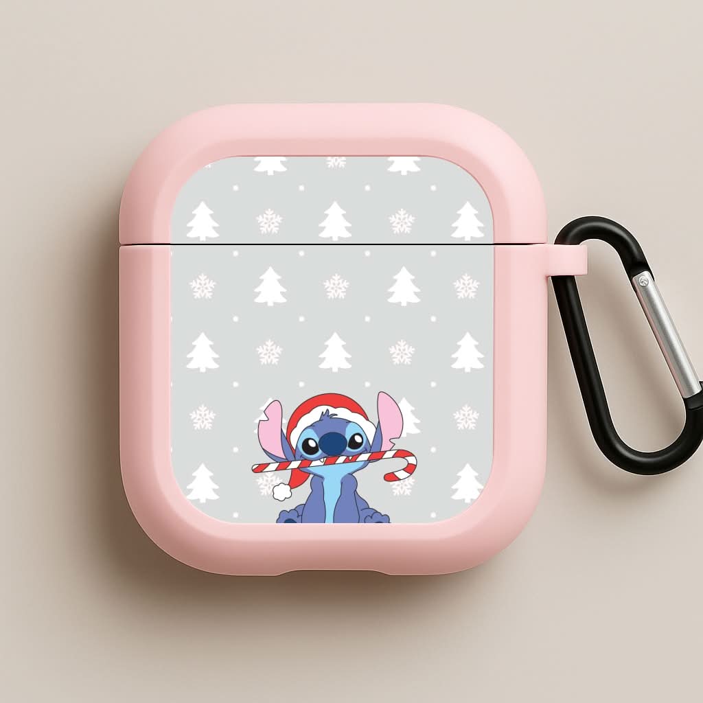 Cute Blue Alien Candycane Pink AirPods Case
