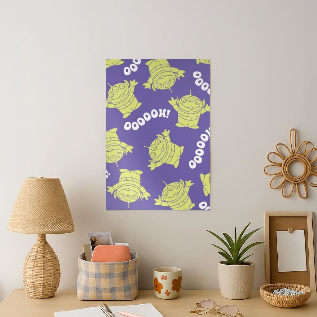 Toy Aliens Silhouette Pattern Art Print