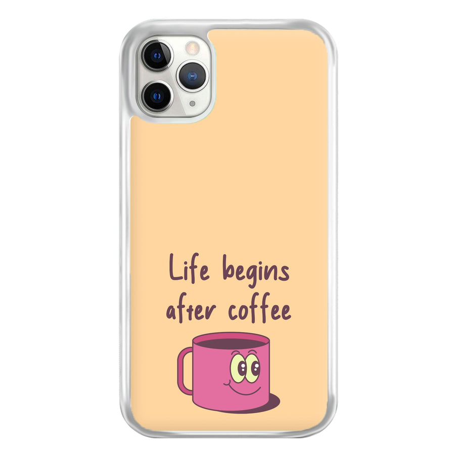 Life Begins After Coffee - Aesthetic Quote Phone Case