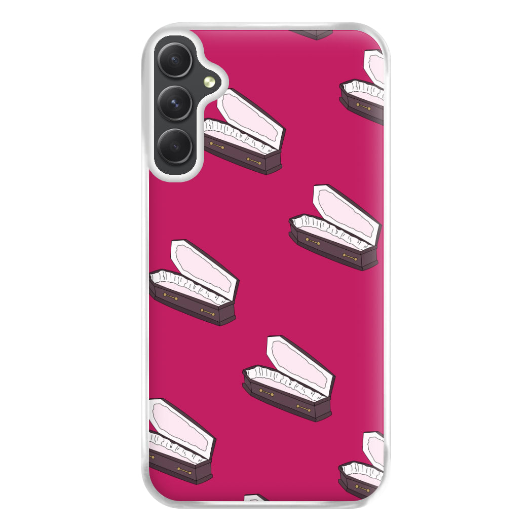 Bright Pink Coffin Pattern Galaxy A14 Case