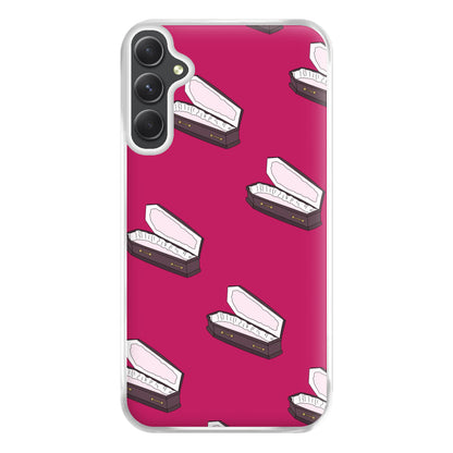 Bright Pink Coffin Pattern Galaxy A34 Case