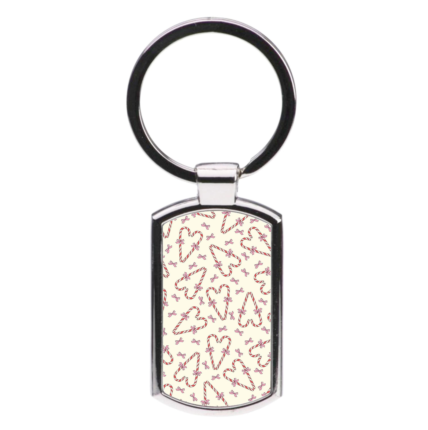 Candy Cane Love Heart Pattern Luxury Keyring