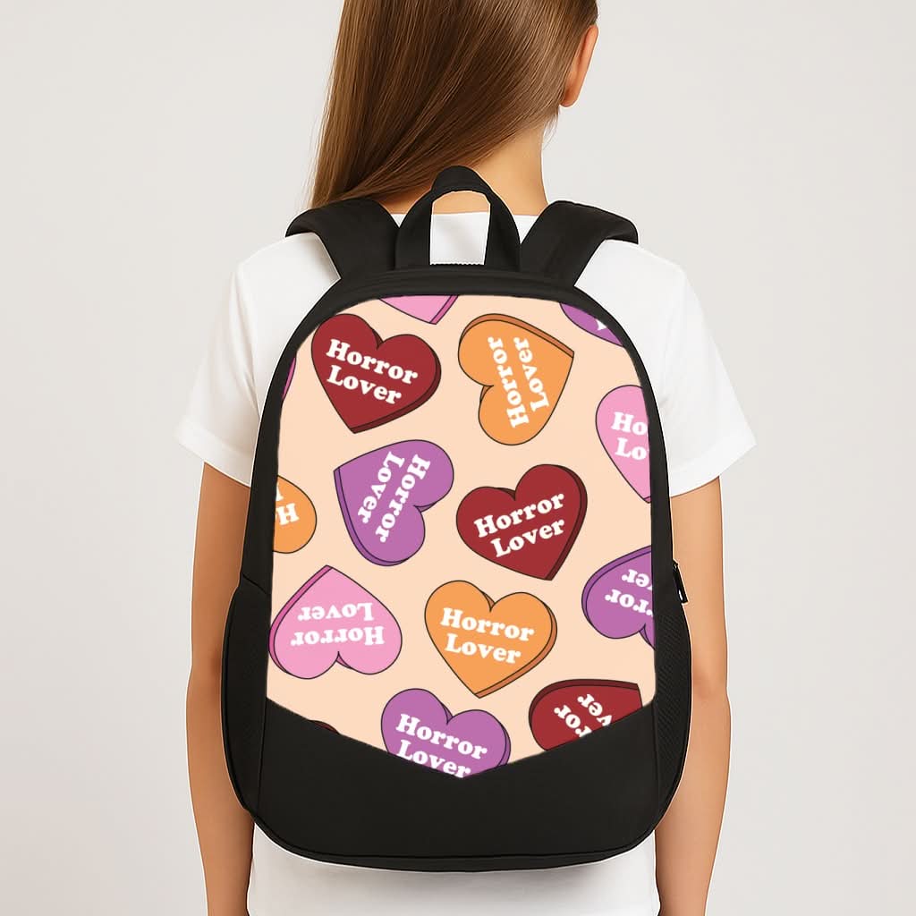 Horror Lover Hearts Pattern School Bag