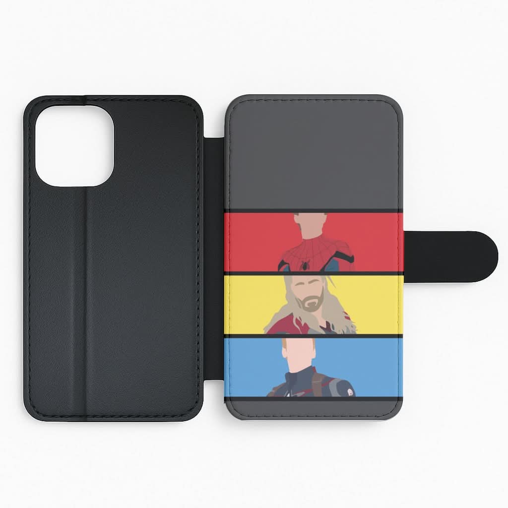 Superhero Team Red, Yellow And Blue Flip Phone Case