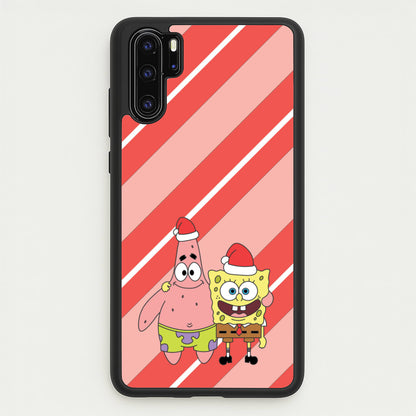 Cartoon Sponge And Starfish Christmas Hats Huawei P30 Pro Case