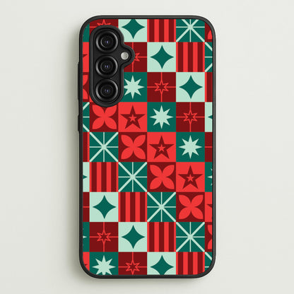 Geometric Square Christmas Pattern Galaxy A14 Case