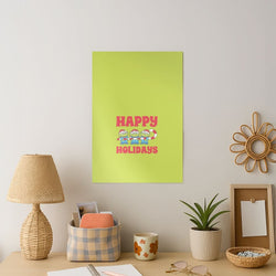 Happy Holidays Cute Green Aliens Art Print