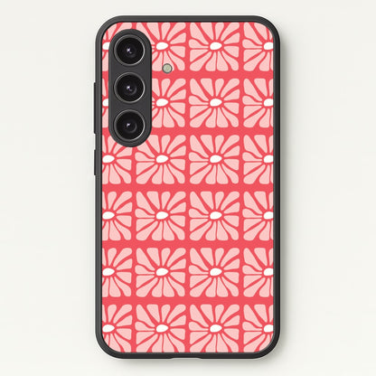 Square Abstract Flowers Pink Galaxy S24FE Case