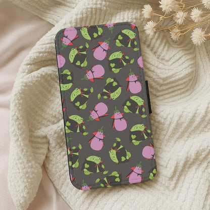 Vampire Frogs And Vegetables Pattern - Halloween Leather Phone Case