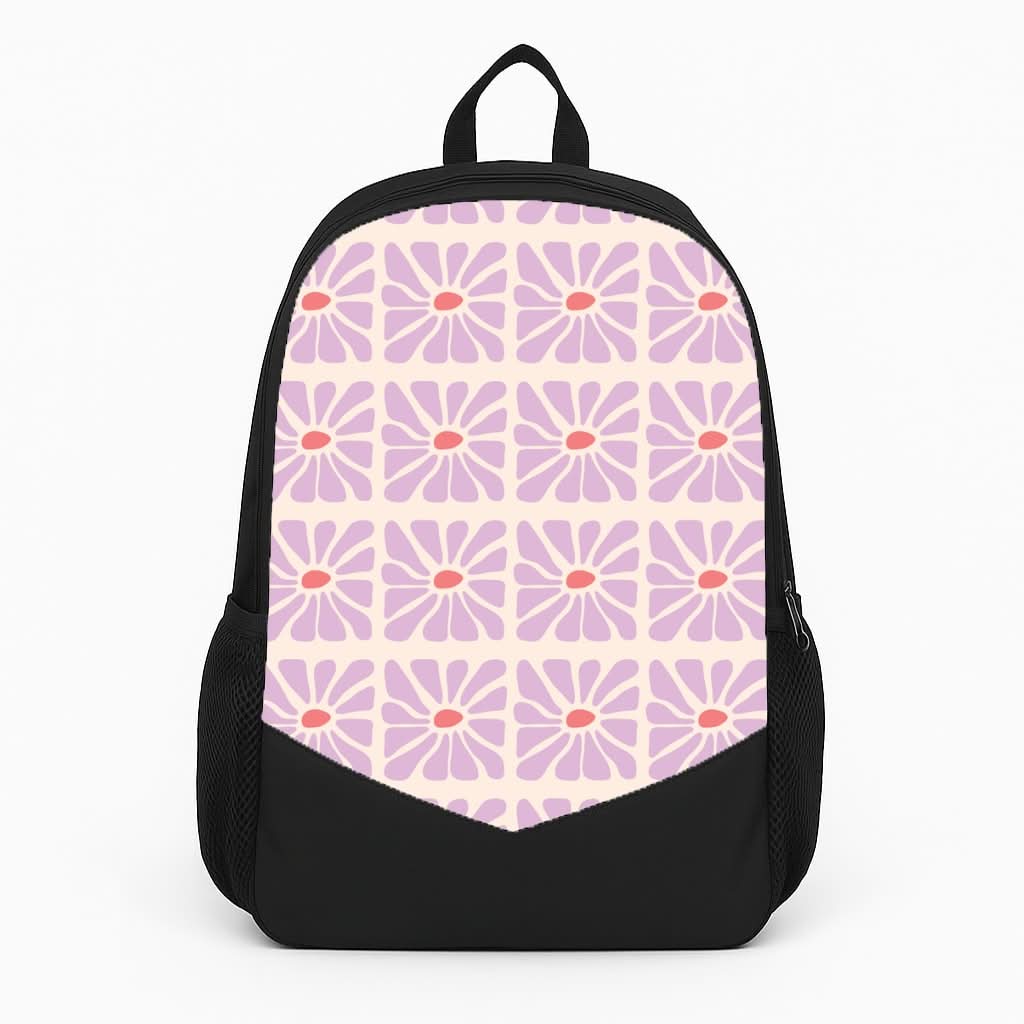 Square Abstract Flowers Mauve Backpack