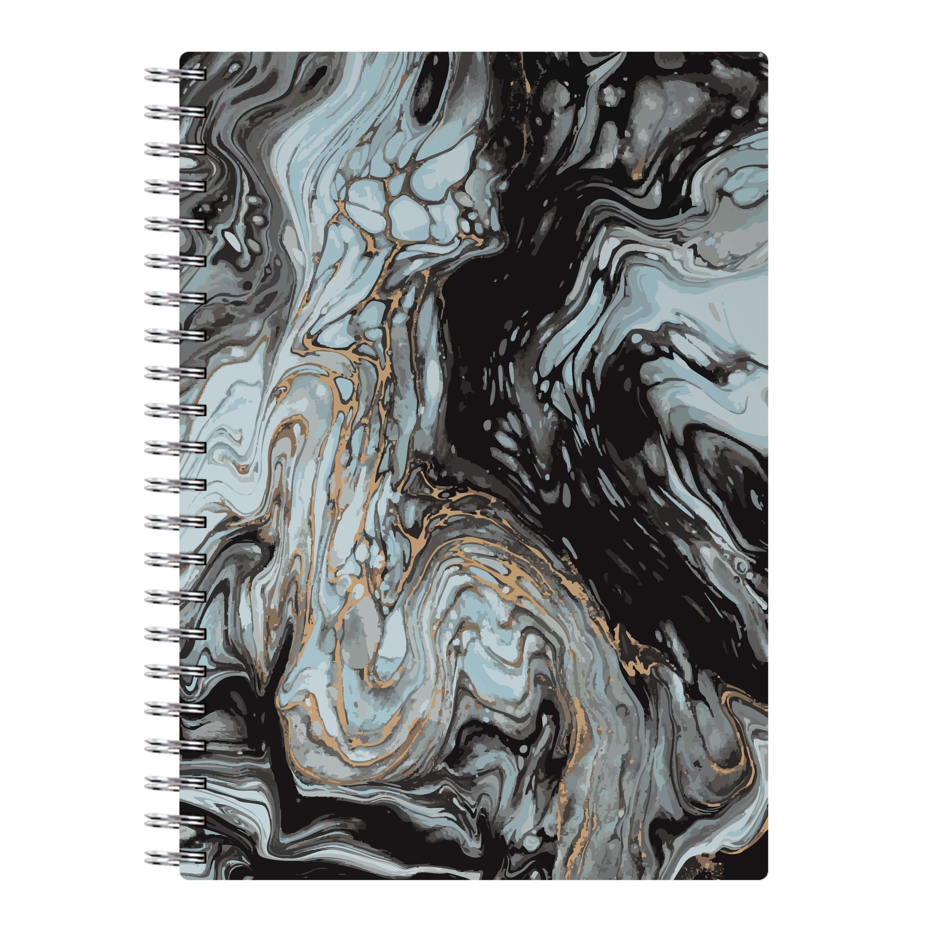 Black And Gold Cloudy Marble Notebook