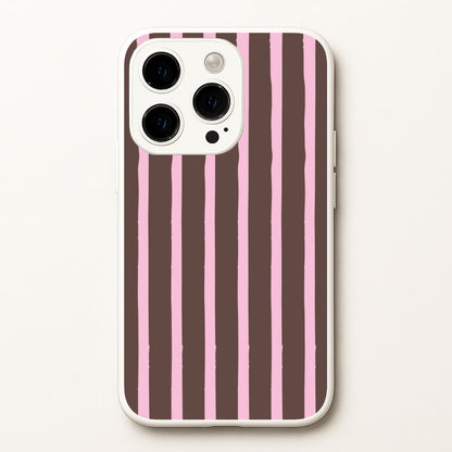 Chocolate & Strawberry Stripes iPhone 15 Pro Case