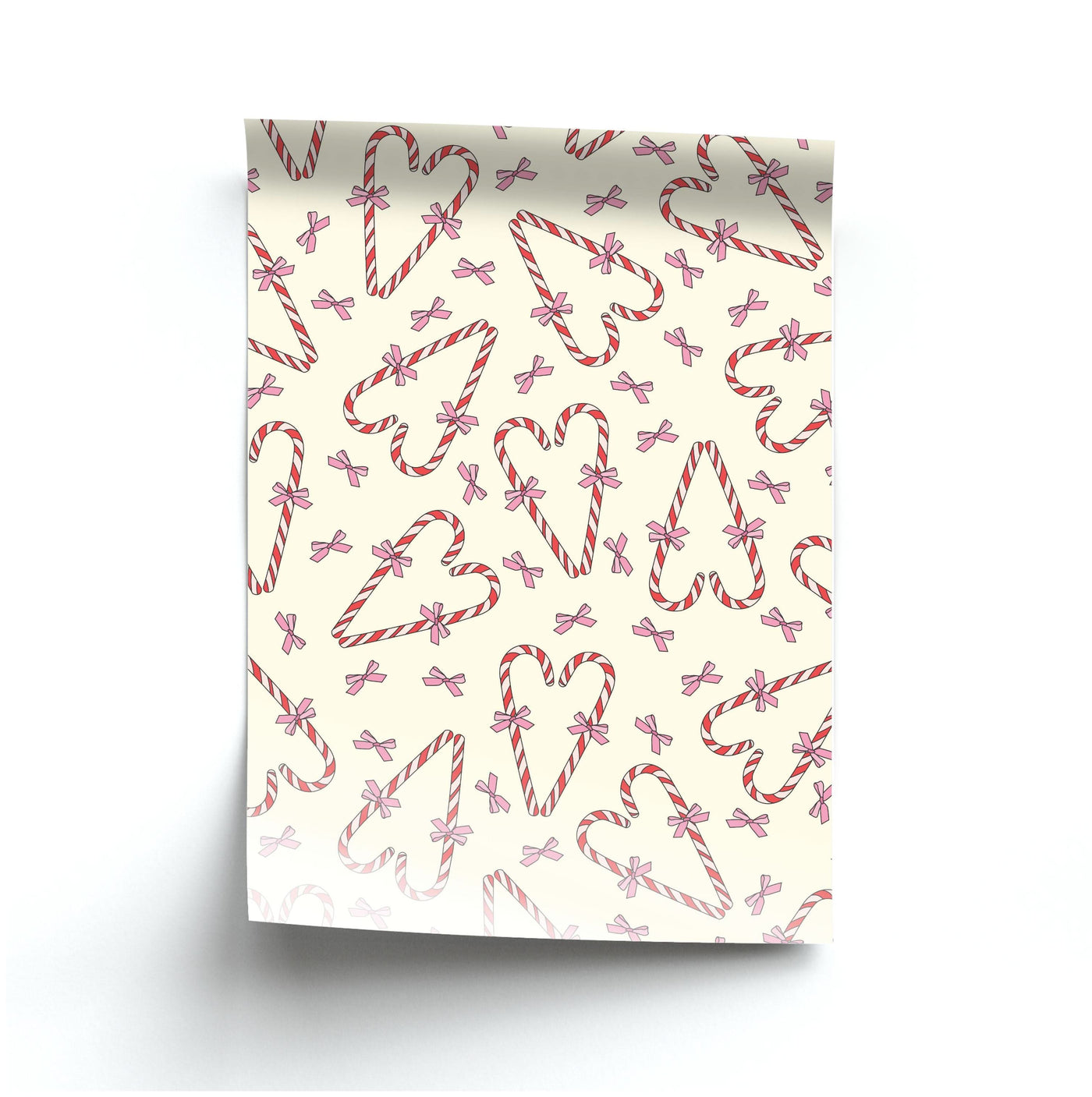 Candy Cane Love Heart Pattern Poster