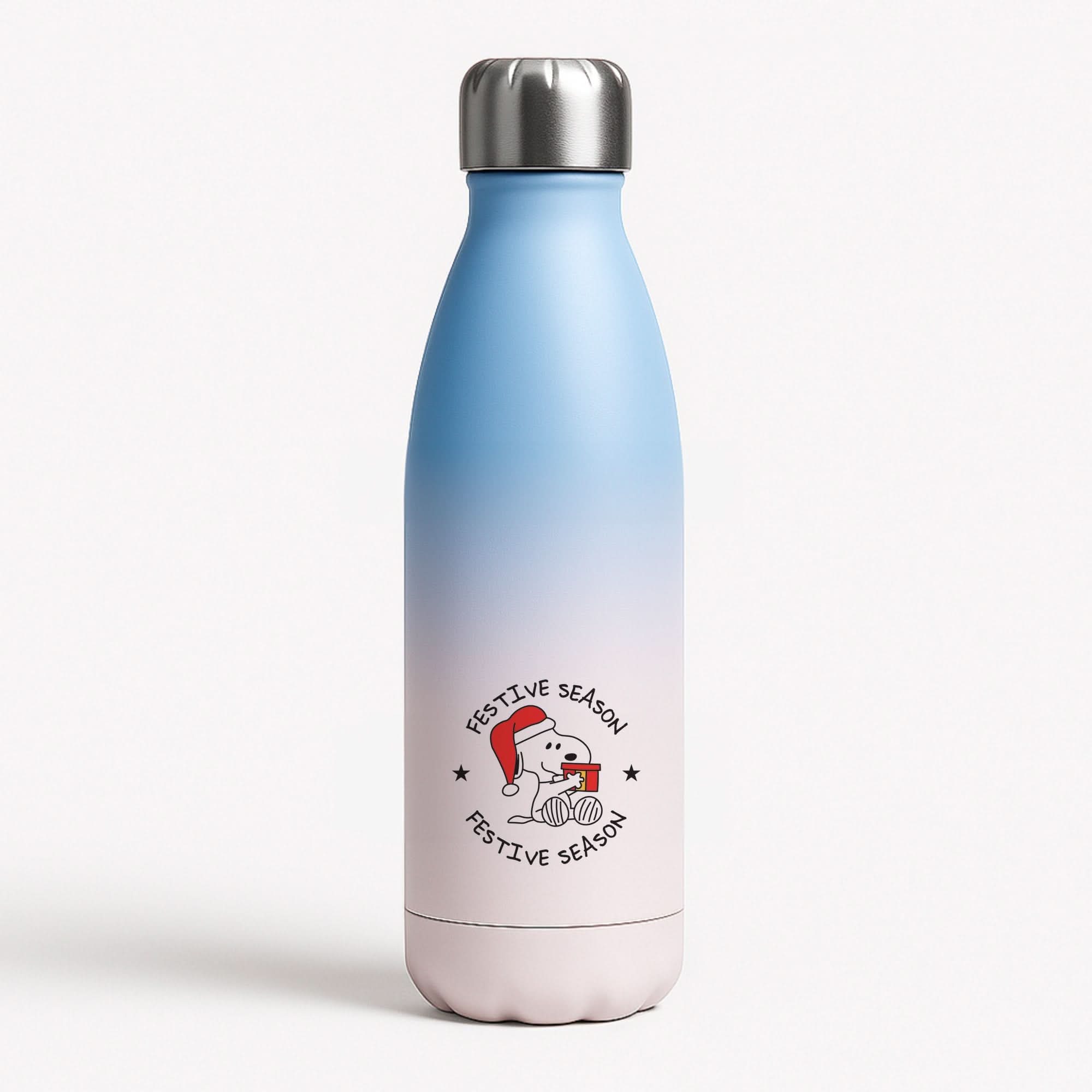 Cartoon Beagle Festive Season Blue Water Bottle