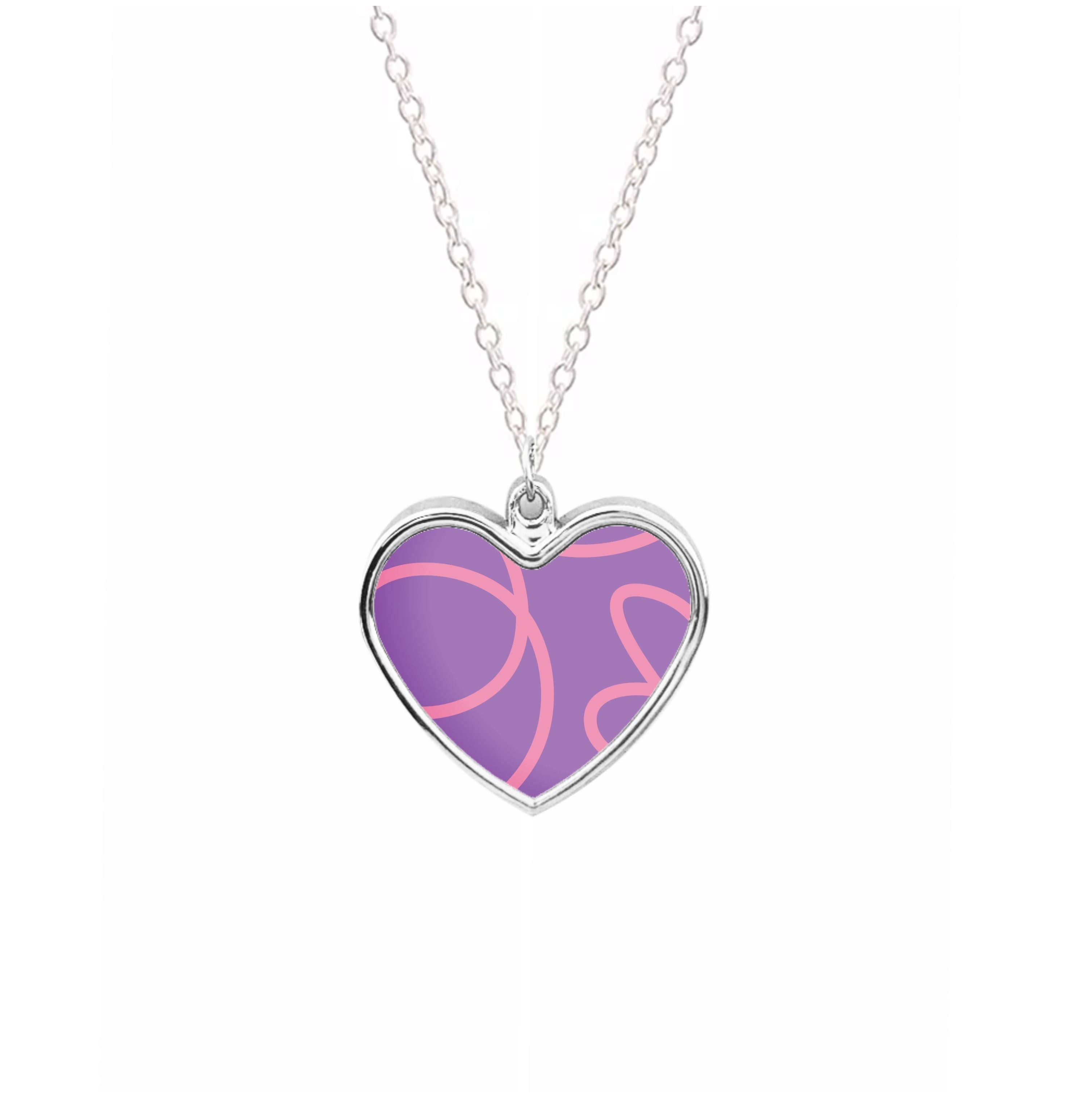 Pink Squiggles Abstract Pattern Necklace
